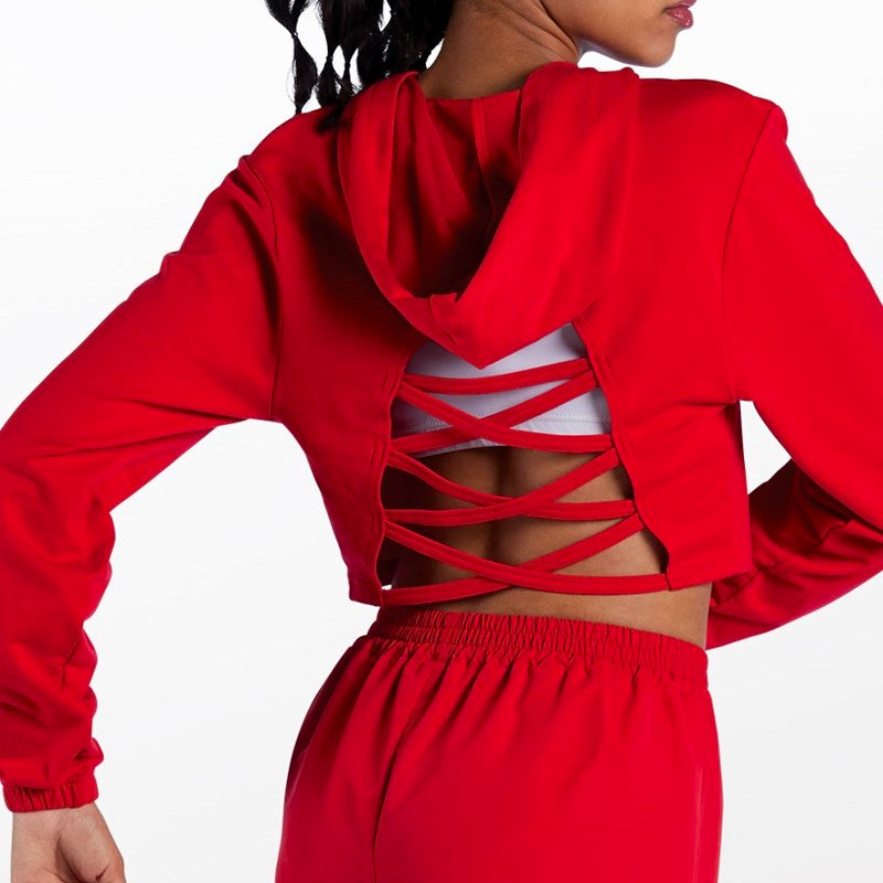 Cutout Laced Back Hoodie