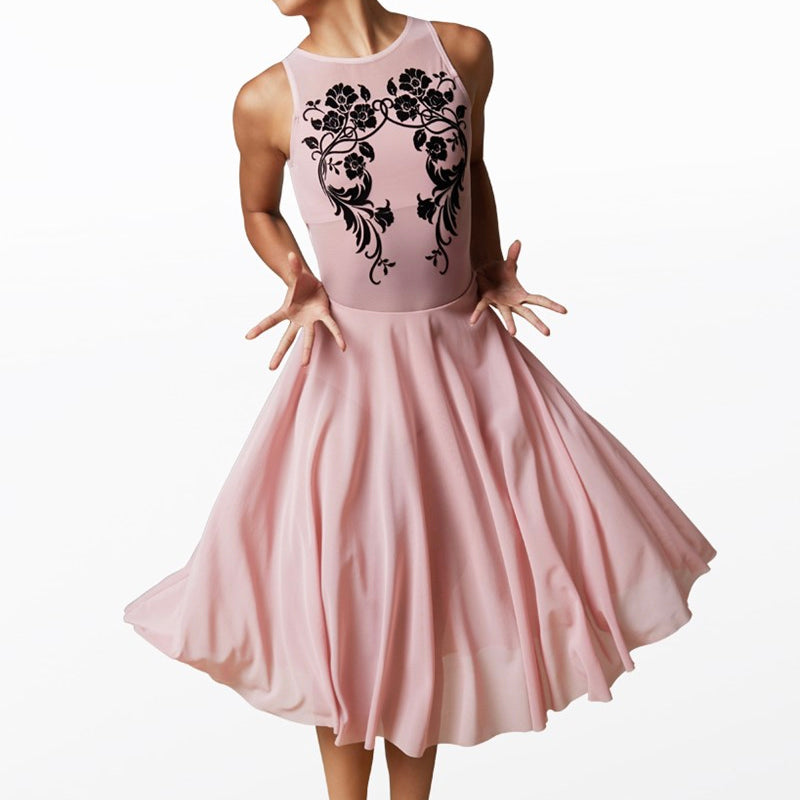 Floral Flocked Mesh Dress