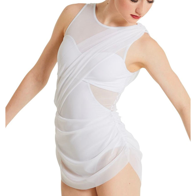 Asymmetrical Mesh Drape Dress DanceBoxNZ Asymmetrical Mesh Drape Dress DanceBoxNZ
