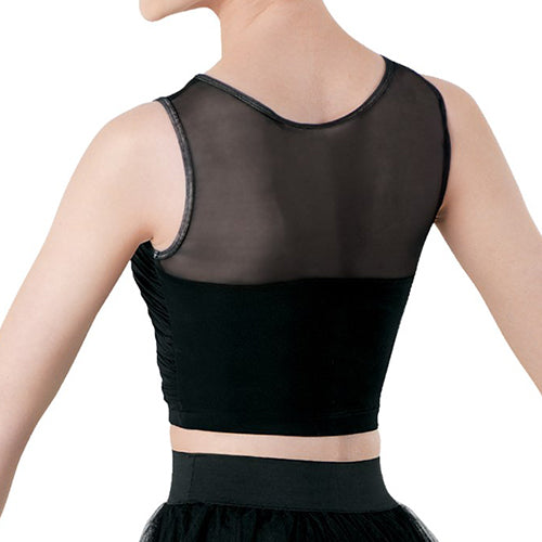 Shirred Mesh Crop Top