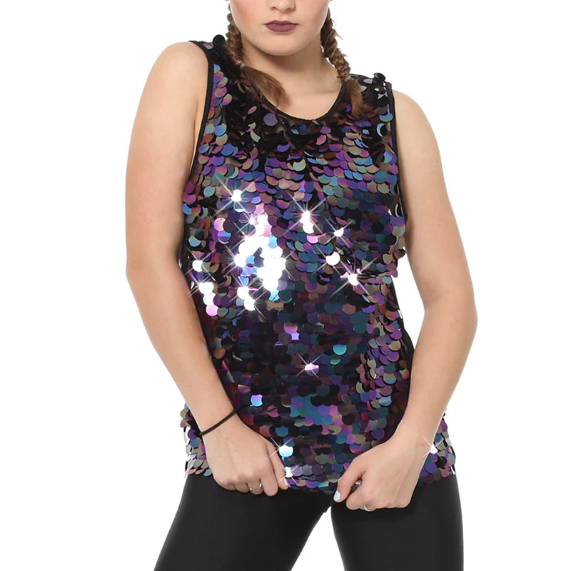 Big Sequin Short Sleeve Top