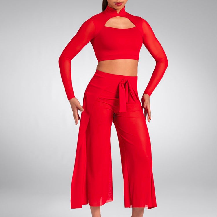 Mandarin Collar and Culotte Pant Set