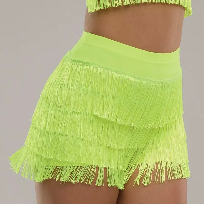High Waist Fringe Dance Shorts