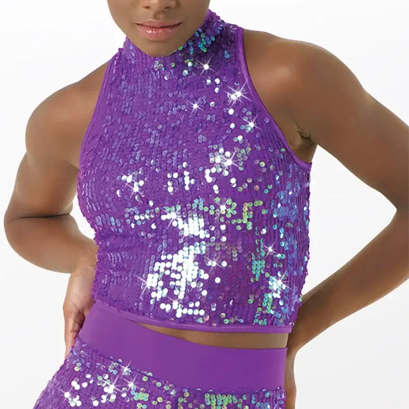 Iridescent Mock Neck Crop