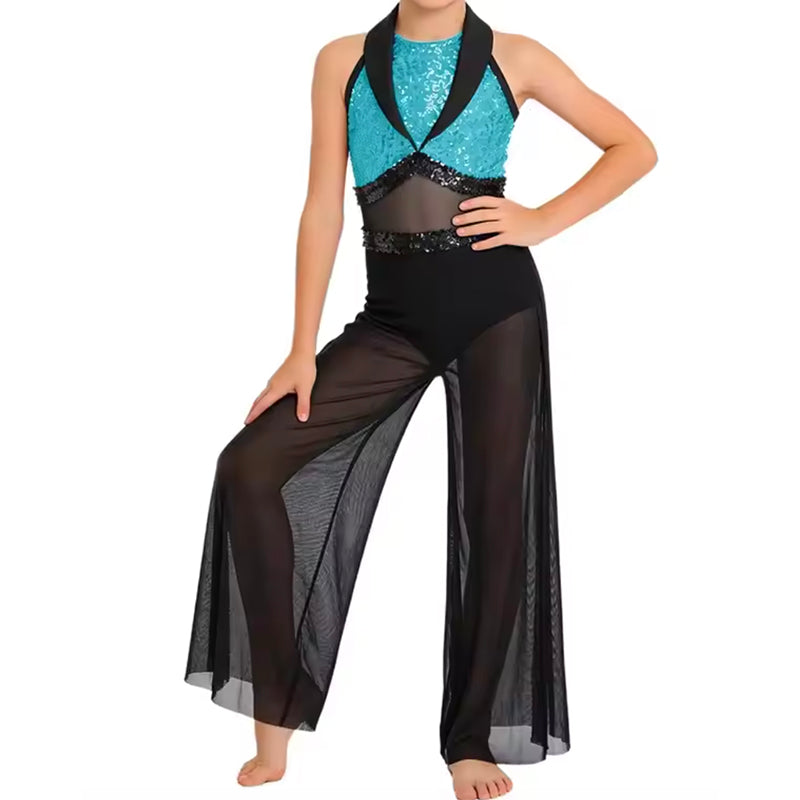 Sequin and Mesh Jumpsuit