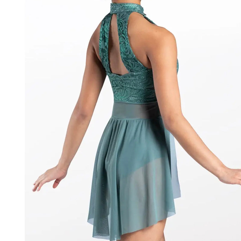 Metallic Lace Skirted Leotard