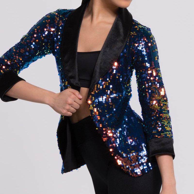 Oil Slick Sequin Jacket and Metallic Legging Set