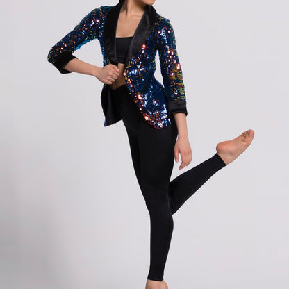 Oil Slick Sequin Jacket and Metallic Legging Set