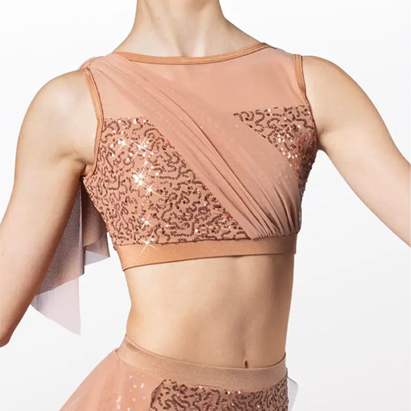 Draped Sequin Crop and Skirt Set