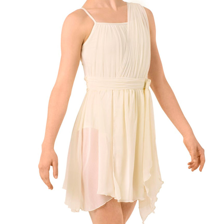 Front Tie Chiffon Drape Dress