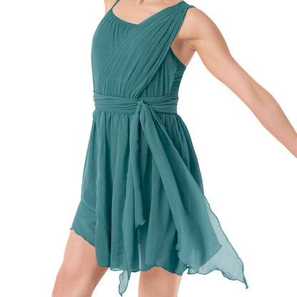 Front Tie Chiffon Drape Dress