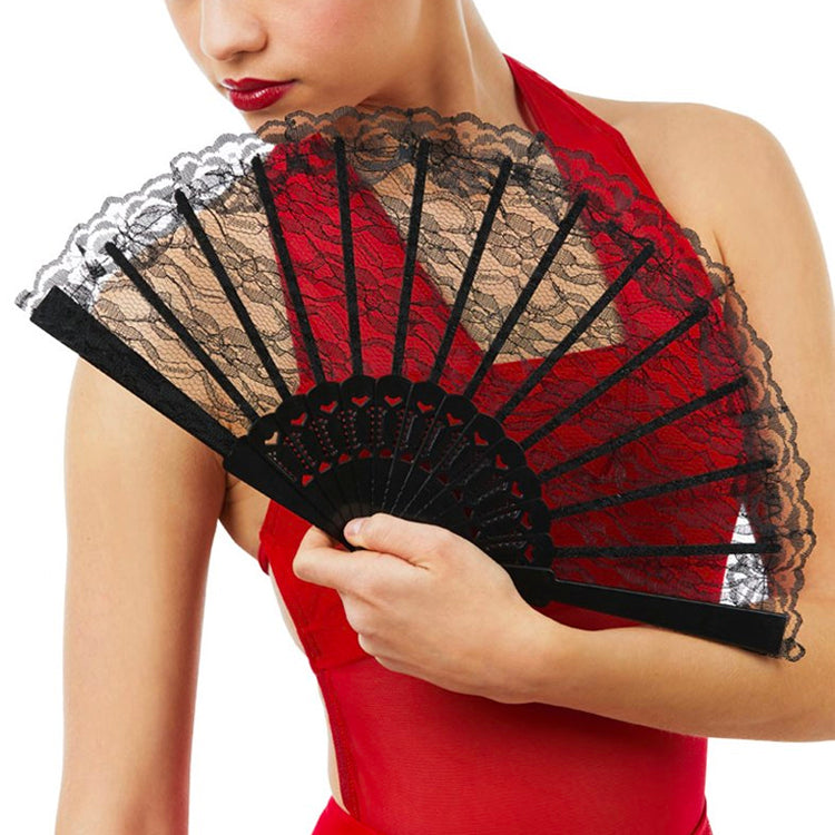 Black Lace Collapsible Fan