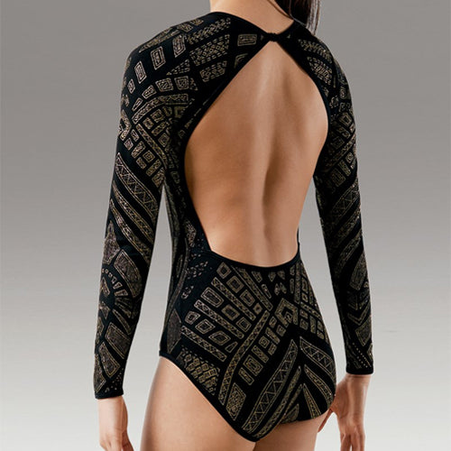 Long Sleeve Glitter Print Leotard