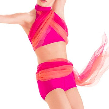 Mesh Draped Halter Top &amp; Bustle Shorts