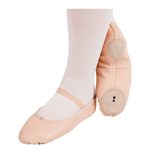 PW Leather Split Sole Ballet Shoe (White)