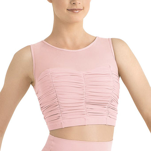 Shirred Mesh Crop Top