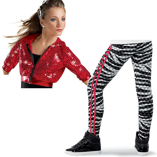 Sequin Crop and Zebra Print Legging Set